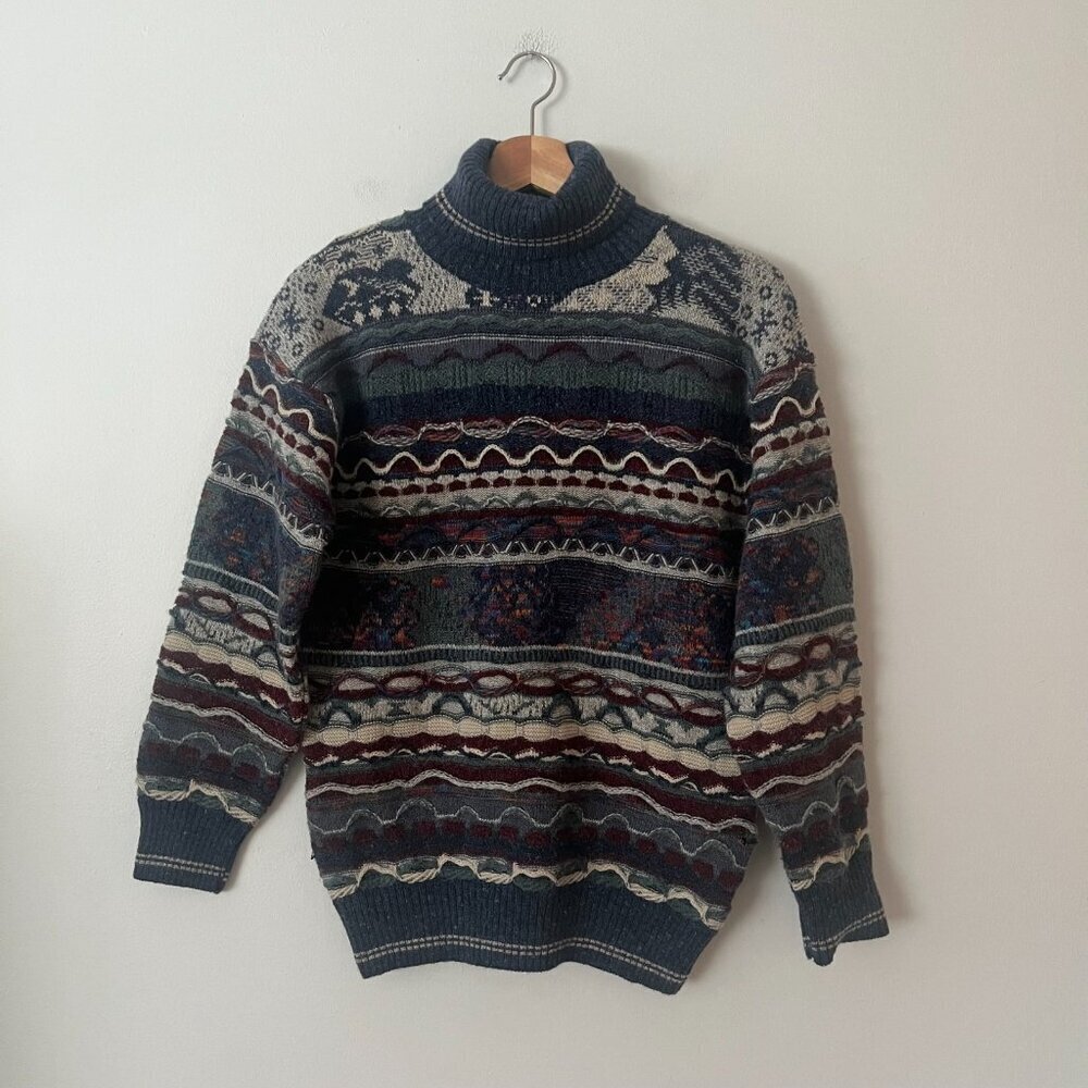Vintage Country Store Coogi-Style Wool Blend Turtleneck Sweater Women's Size S